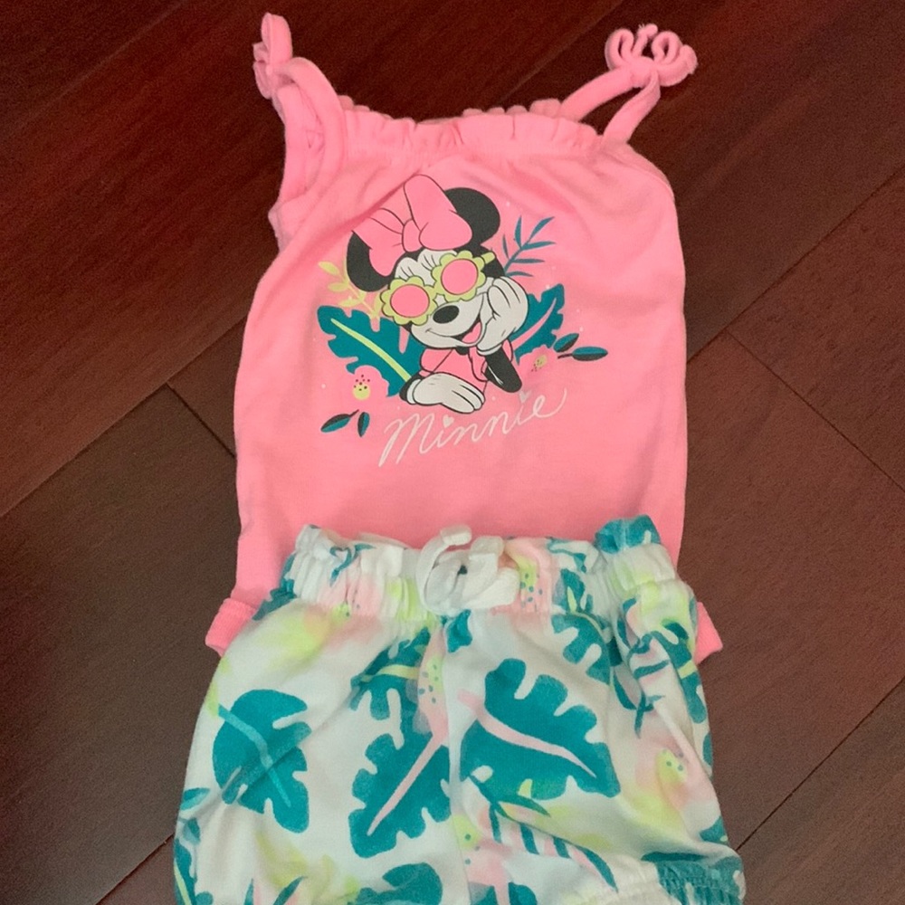 Minnie Mouse tank and shorts set newborn girl